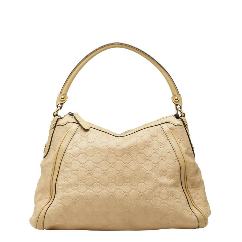 Gucci Guccissima Handbag Beige Cream Leather
